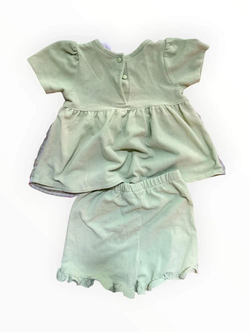 Vintage Y2K style two piece green 4T girl toddler set shorts and top